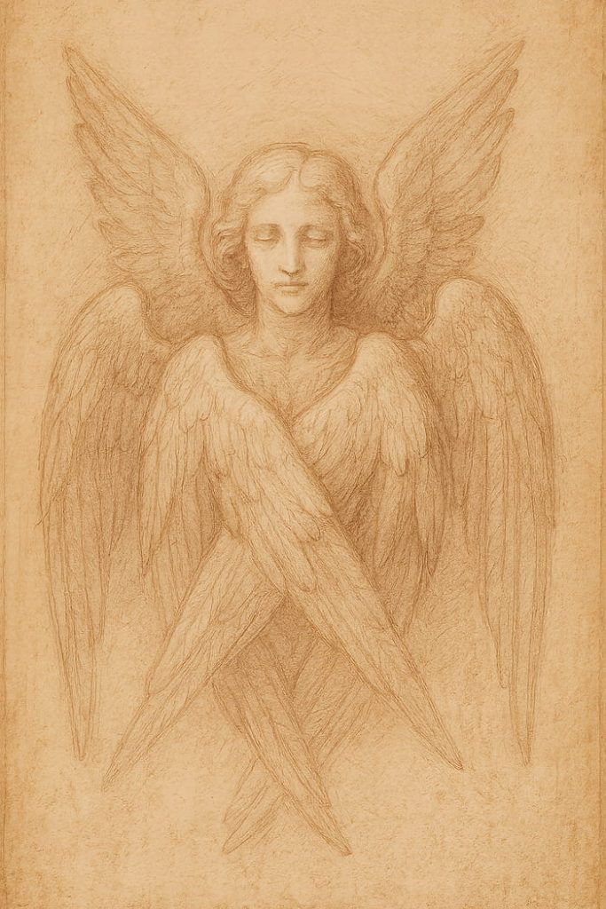 Biblically accurate seraphim drawing. Depiction based on the biblical description only.